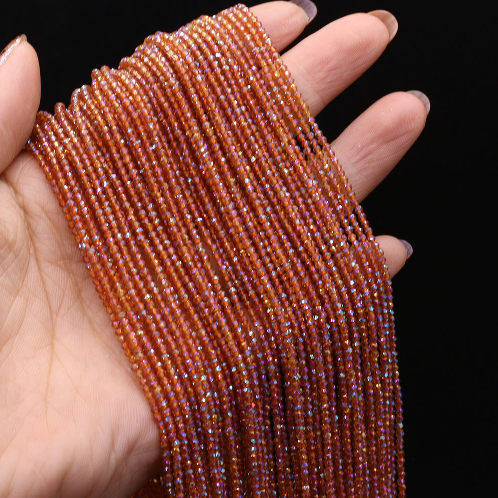5 strenge naturstenperler belagt farve facetslebet krystal stione spacer løse perler armbånd gør-det-selv smykkefremstilling halskæde 2/3mm: Himmelblå / Andet
