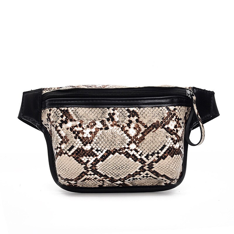 Riñonera con patrón de pitón para mujer, bolso de pecho con conchas de estilo europeo y americano, para verano y otoño,: Caqui