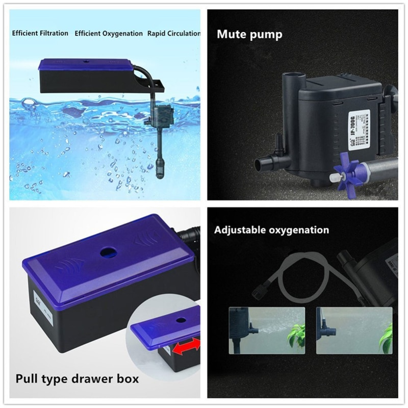 Sunsun 110-240V JS 400/600 Aquarium Upper Filter Ultra-quiet Submersible Pump Fish Tank Circulation Pump External Filter Box