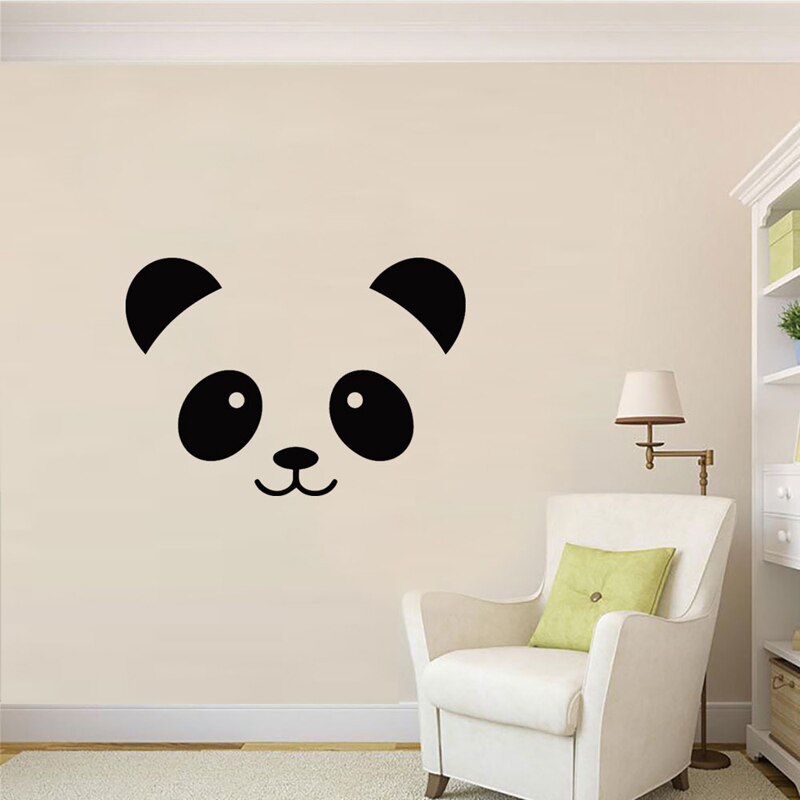Cartoon Panda smiley gezicht Muursticker voor kinderkamer slaapkamer decoratie Decals behang mooie huis stickers Muurschildering