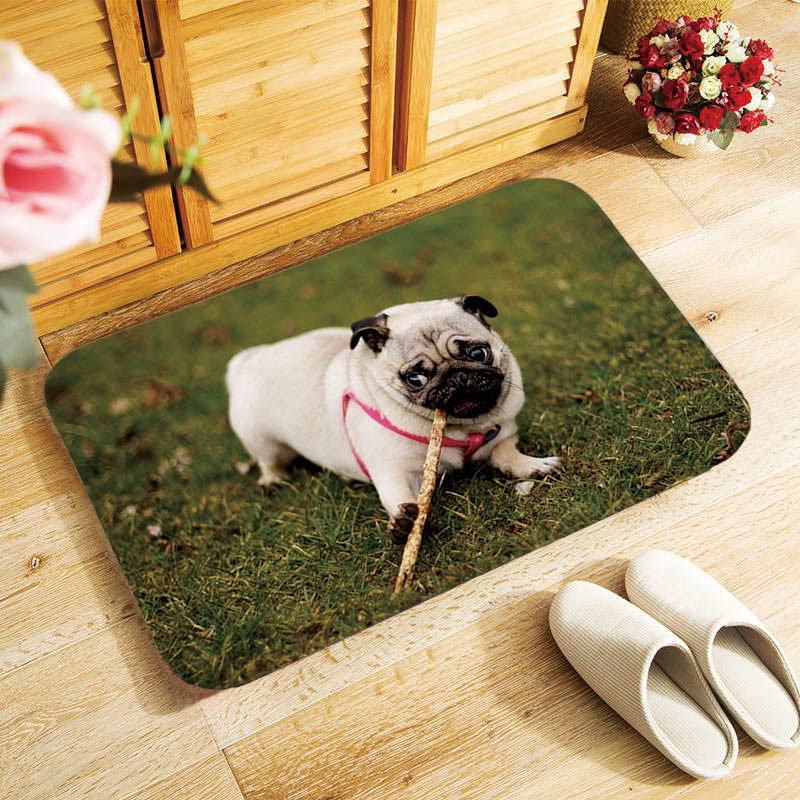 Adorkable Pug dogs printed doormat Entrance floor mats soft door mat antislip 40x60cm Bathroom Mats, Canis lupus familiaris QX: 5