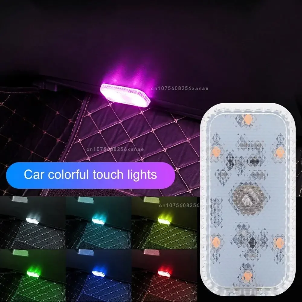 1PCS Touch Sensor LED Lamp LED Ambient Light Car Interior Roof Reading Lamp Wireless USB Rechargeable Atmosphere Lights