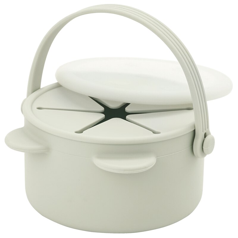 Draagbare Kawaii Cartoon Bear Shape Baby Siliconen Snack Cup Voeden Effen Voedsel Opbergdoos Container Met Deksel Baby Sutff: 004 Light green