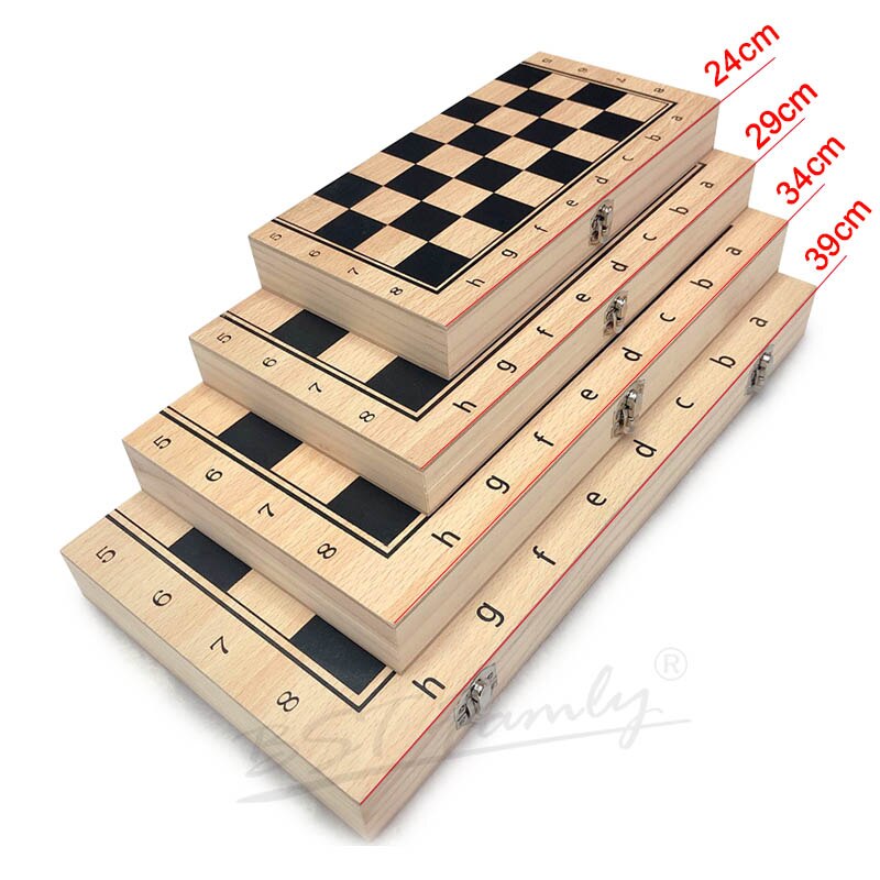 3 in 1 Chess Game Backgammon Checkers Chess Set Plastic Chess Pieces with Wooden Foldable Chessboard for Toy or