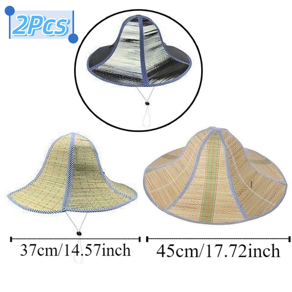 2Stck doppelseitige Faltbare Stroh Sonnenhut Atmungsaktive Einstellbare Angeln Sonnenschirm Kappen Leichte Breite Krempe Hütte Strand