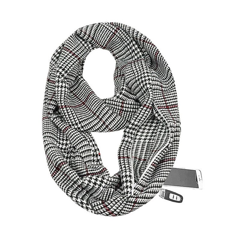 Talvineulonta ruudullinen lämmin matka infinity huivi piilotaskulla kashmir huivit naisten foulard pashmina naisten peitto: 2