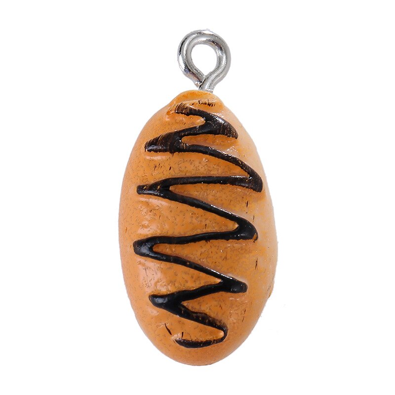 10 sztuk sztuczna żywność żywica Charms chleb ciasto ciasteczka Charms dla bransoletki tworzenia biżuterii Kawaii śliczny wisiorek, breloczek akcesoria: BRĄZOWA