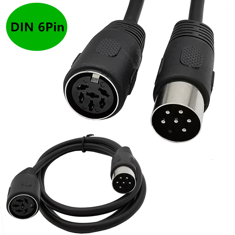 DIN 6pin Male to Male & female Audio and Video Cable S-Terminal Midi 6pin for Audio Microphone Guitar Cable: black / 1.5m