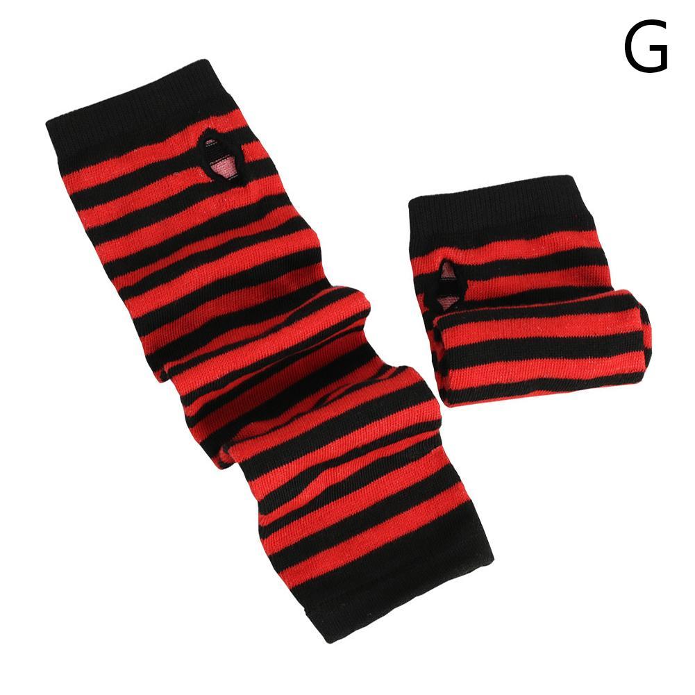 Mannen Lange Winter Handschoenen Arm Cover Classic Zwart Wit Gestreepte Katoen Pols Cover Arm Dames Handschoenen Mouw Gebreide Handschoenen vrouwen: red grey