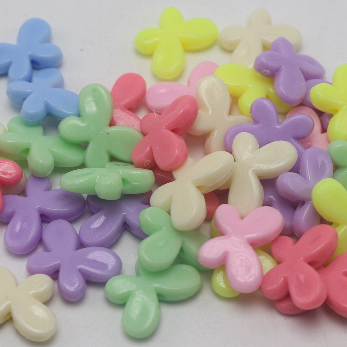 100 Mixed Pastel Color Acrylic Beads Charm Various Shape Flower Heart Kids Craft: Butterfly 17X12mm
