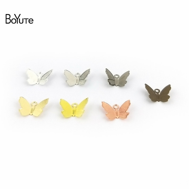 BoYuTe 100Pcs 11*13MM Schmetterling Charms Diy Hand Made Metall Messing Zubehör Teile für Haar Schmuck Machen