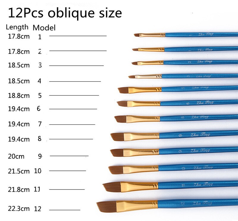 Maling penne 12 stk / sæt maling pensler kunst olie akvarel maling efter antal penne pensler: D
