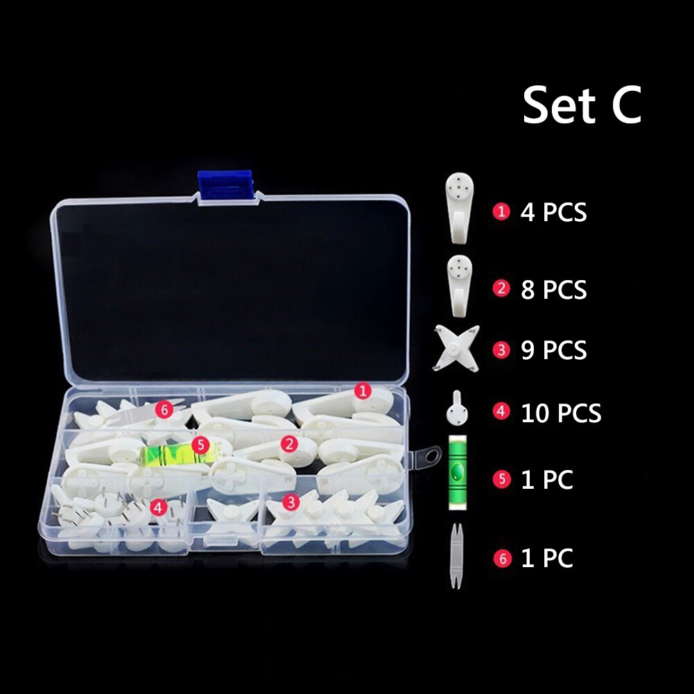 Wall Picture Hooks Heavy Frame Strong Nail Fixing Kit Nail Hook Plastic Painting Photo Frame Mirror Hanging Hanger for kitchen: Style C
