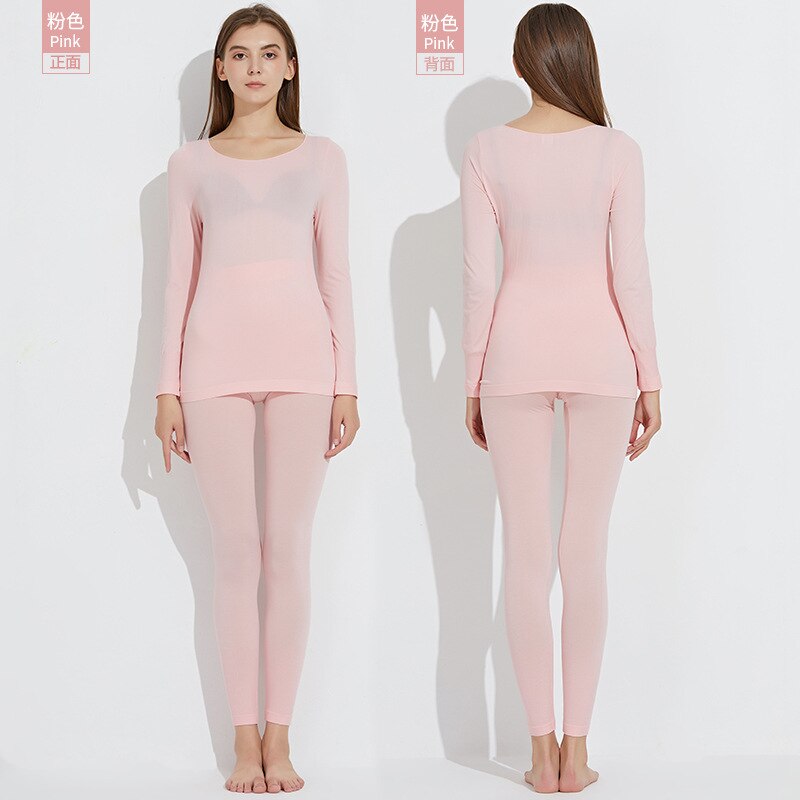 Thermal Set For Women Warm Long Johns Winter Women's Underwear Set Seamless Elastic Thermal Inner Wear Ladies Warm Suit: pink