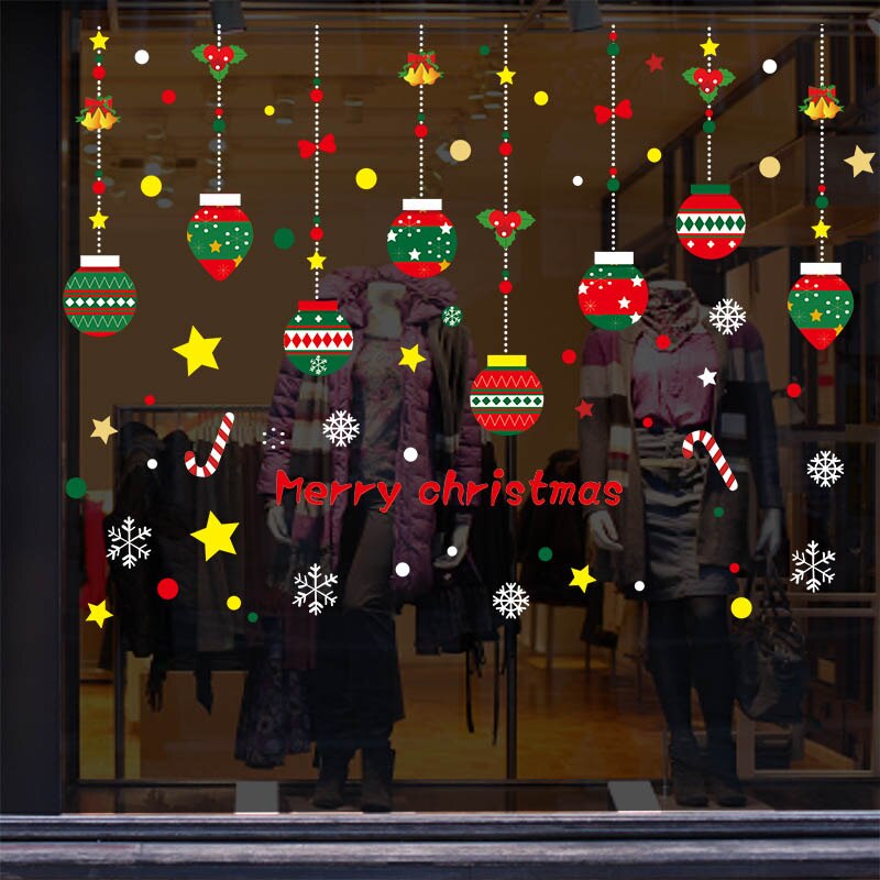 Snowman Wall Sticker DIY Christmas Party Home Decoration Windows Door PVC Stickers Year Household Glass Wall Sticker: Style 11