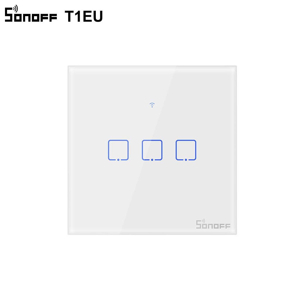 SONOFF T1EU Wifi Smart Switch Touch Screen Remote ON/OFF 1/2/3 Gang 433Mhz RF/Voice/APP/Touch Control 86 Type Smart Home TX