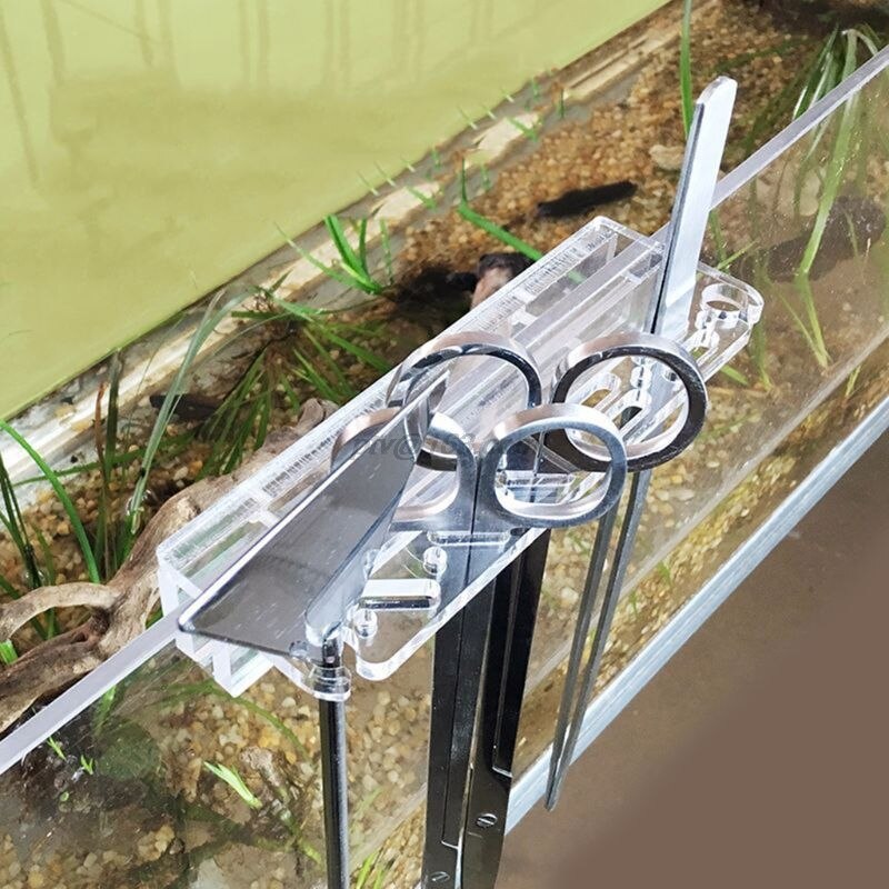 Fish Tank Aquascaping Tool Aquatic Plant Kits Management Holder Tweezers Scissors Storage Rack, Aquarium Tank Mounted