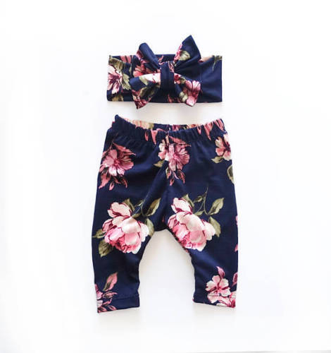 Ropa de pantalón con estampado de flores para niña pequeña, ropa Floral para niñas