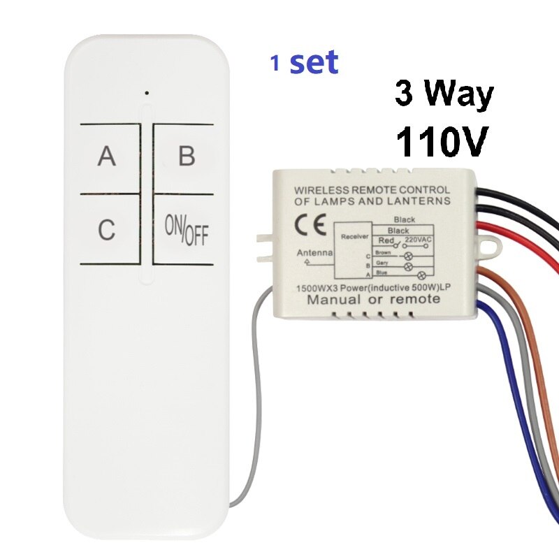 Qiachip Draadloze Afstandsbediening Lichtschakelaar 220V Ontvanger Zender Op/Off Digitale 1/2/3 Way Muur Afstandsbediening schakelaar Lamp: 3 Way 1 Set-110v