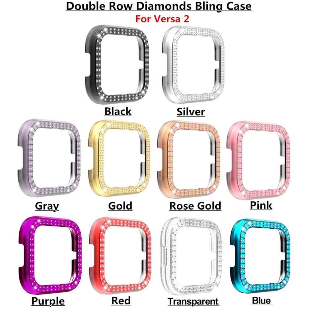 1Pc Diamond Watch Case Plating Pc Beschermende Shell Bumper Beschermende Casefor Fitbit Versa 2 Smart Horloge Accessoires