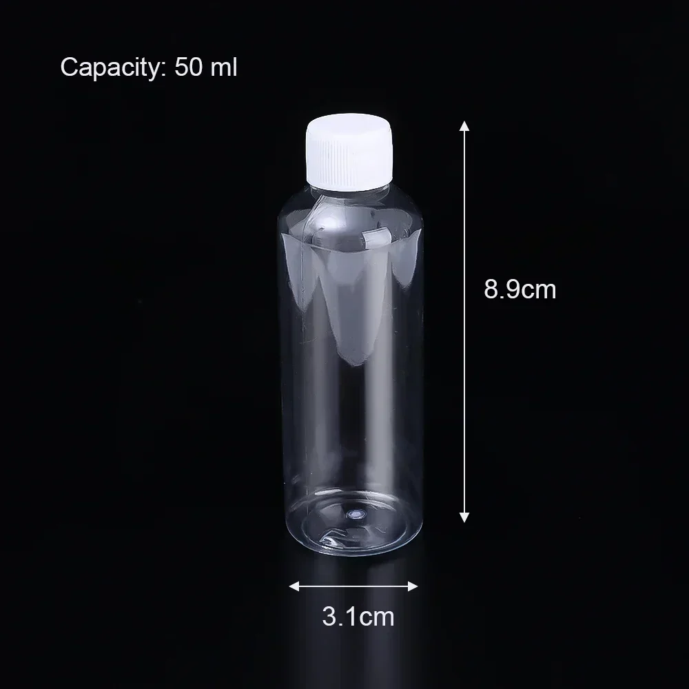 1/10 pezzi bottiglie riutilizzabili 10ml 20ml 30ml 50ml 80ml 100ml plastica animale domestico trasparente bottiglie vuote con sigillo contenitori per campioni con tappo a vite: Blu