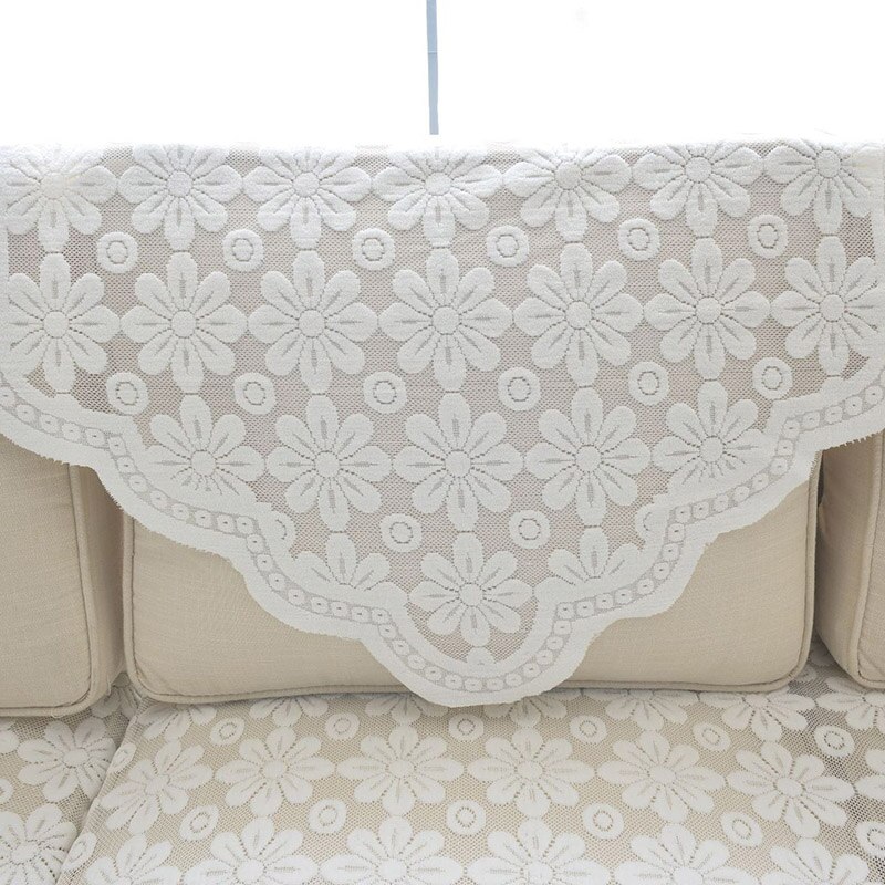 Huishoudelijke witte kant bankhanddoek bloemen bankhoes holle hoezen woonkamerdecoratie bankhanddoek voor armleuning rugleuning zitting