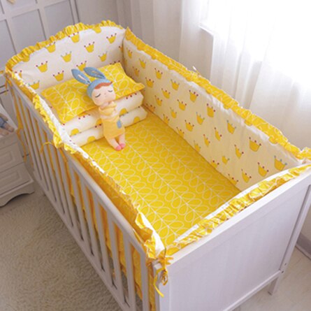 Bambino Letto Paraurti Culla Paraurti di Protezione 100% Della Stampa di Cotone Molle di Sicurezza Del Bambino Del Bambino di Sonno Set di Biancheria Da Letto Per Il Bambino Appena Nato Paraurti: crown 120x60