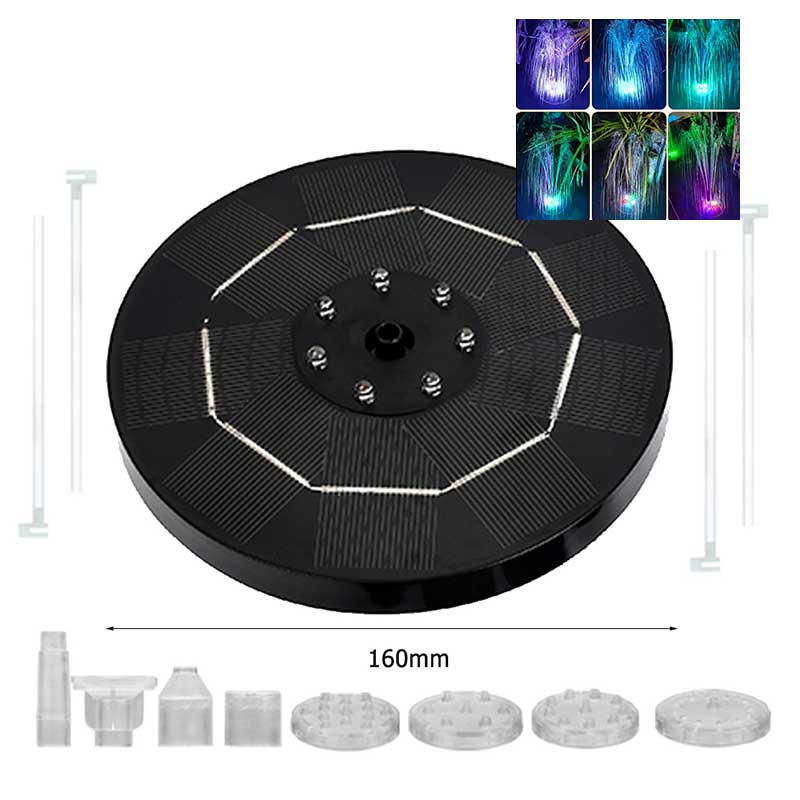 Solar Water Fountain Pool Pond Waterfall Fountain Garden Decoration Solar Powered Fountain Pump Floating Water Outdoor Bird Bath: 3.5W White RGB