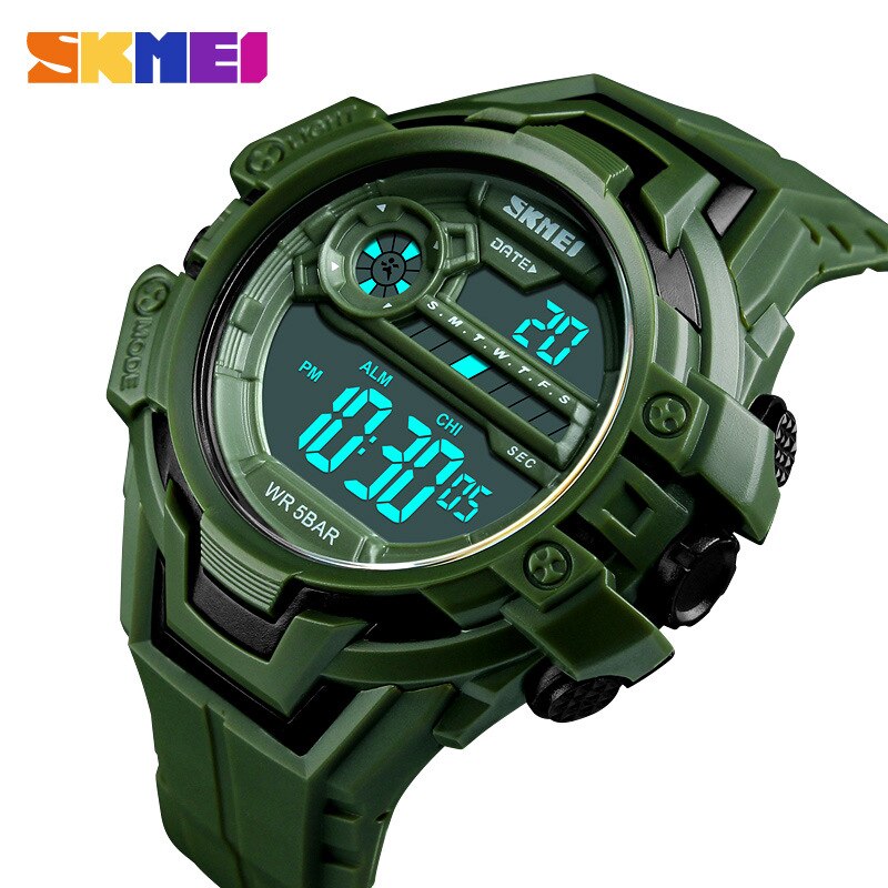 SKMEI1383 Mannen Elektronische Sport Horloge Japan Beweging Multifunctionele Outdoor Sport Lijm Horloge