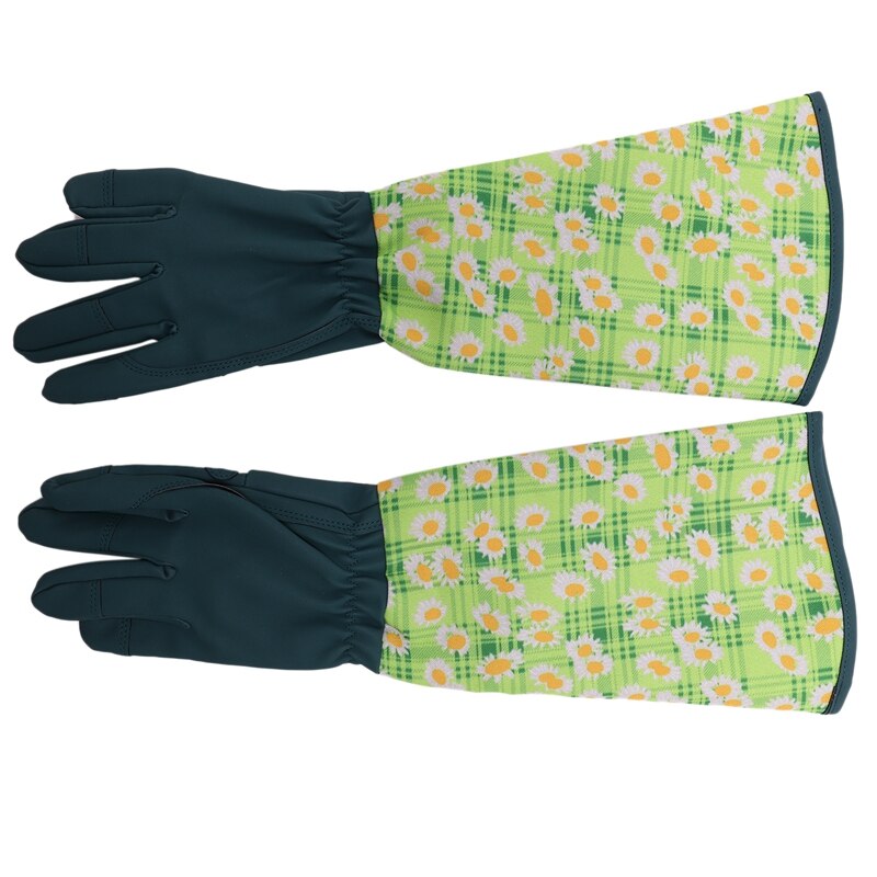 Guantes de jardinería/guantes de poda con cuchillas, manga larga de poliéster impreso para jardinería, protección, herramientas resistentes a puñaladas, T