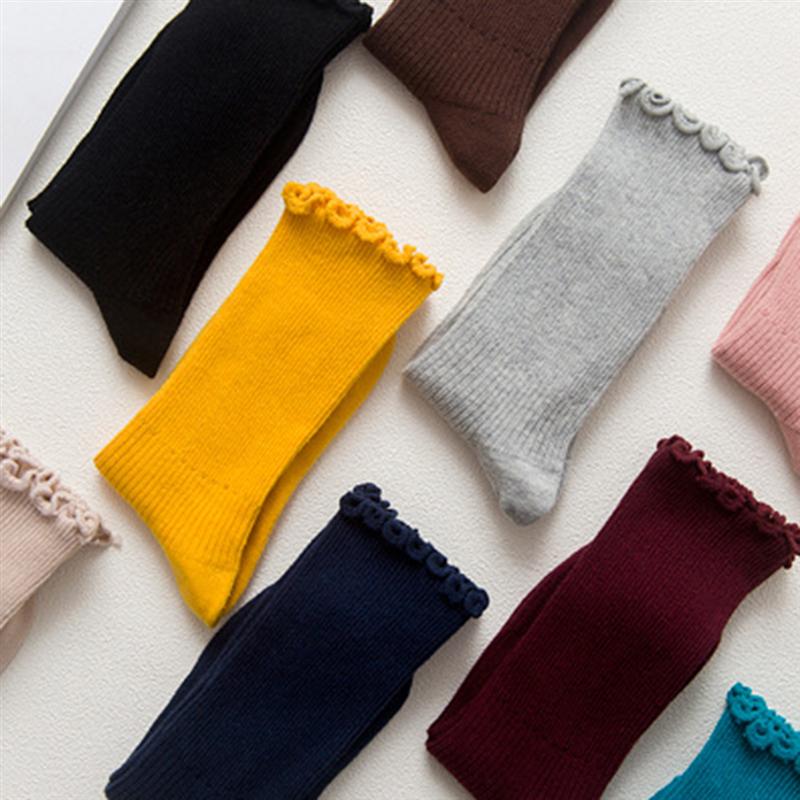 Kvinder slouch sok åndbar tynde scrunch sokker blomsterkant trimning scrunchy sokker