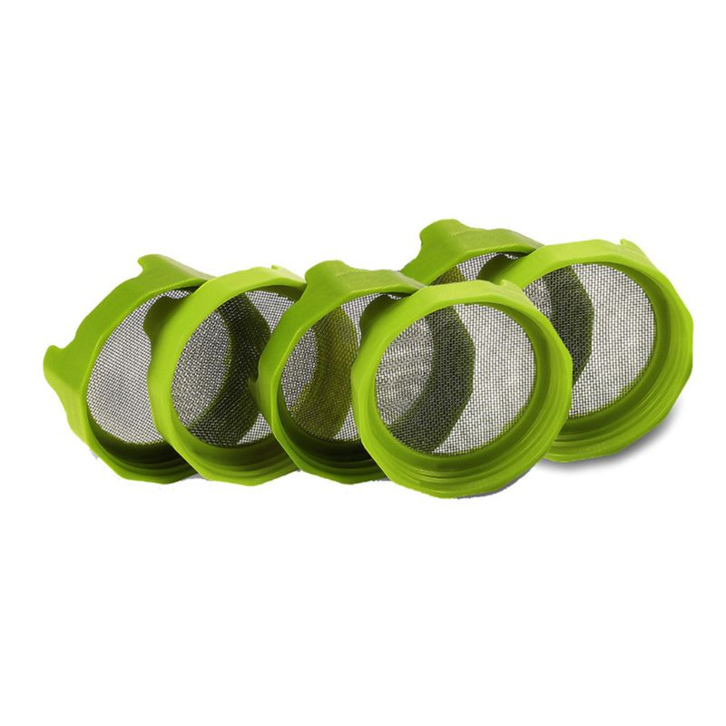 Plastic Sprouting Lid Stainless Steel Screen for Wide Mouth Mason Sprout Jars T8WB
