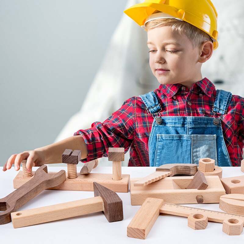 Holz Werkzeug Kasten freundlicher Demontage Spielzeug Schraube murmeln Kombination Montage Bau Spielzeug Arbeits Spielzeug einstellen Rolle Spielen einstellen