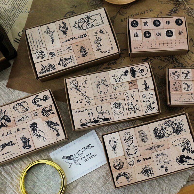1 Set Vintage Poetry of Plants Travel stamp DIY wooden rubber stamps for scrapbooking stationery scrapbooking standard stamp