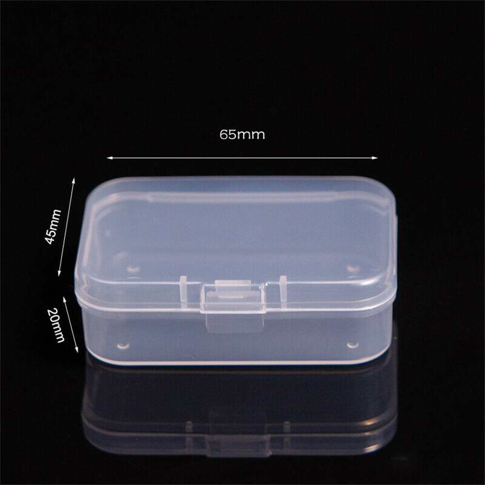 1PCS Mini Square Storage Box Clear Plastic Small Box Jewelry Dustproof Packaging Storage Container Beads Case Rectangular Box: Red