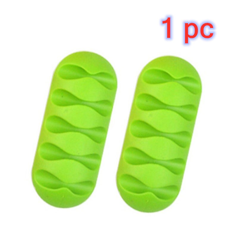 Cable Holder Protector Organizer Desktop Management Finishing Desktop Plug 5 Holes Strip Silicone Wire Retention Clips For Home: 1pcs green