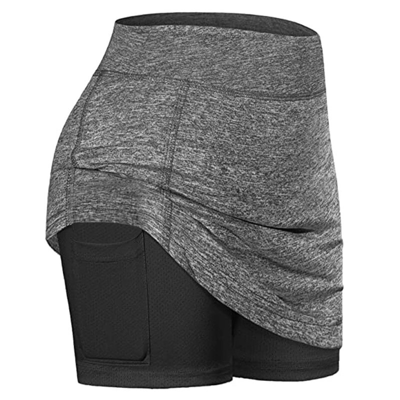 Kvinder tennis nederdele indre shorts elastiske yoga indre shorts elastiske sports golf lommer nederdele: S