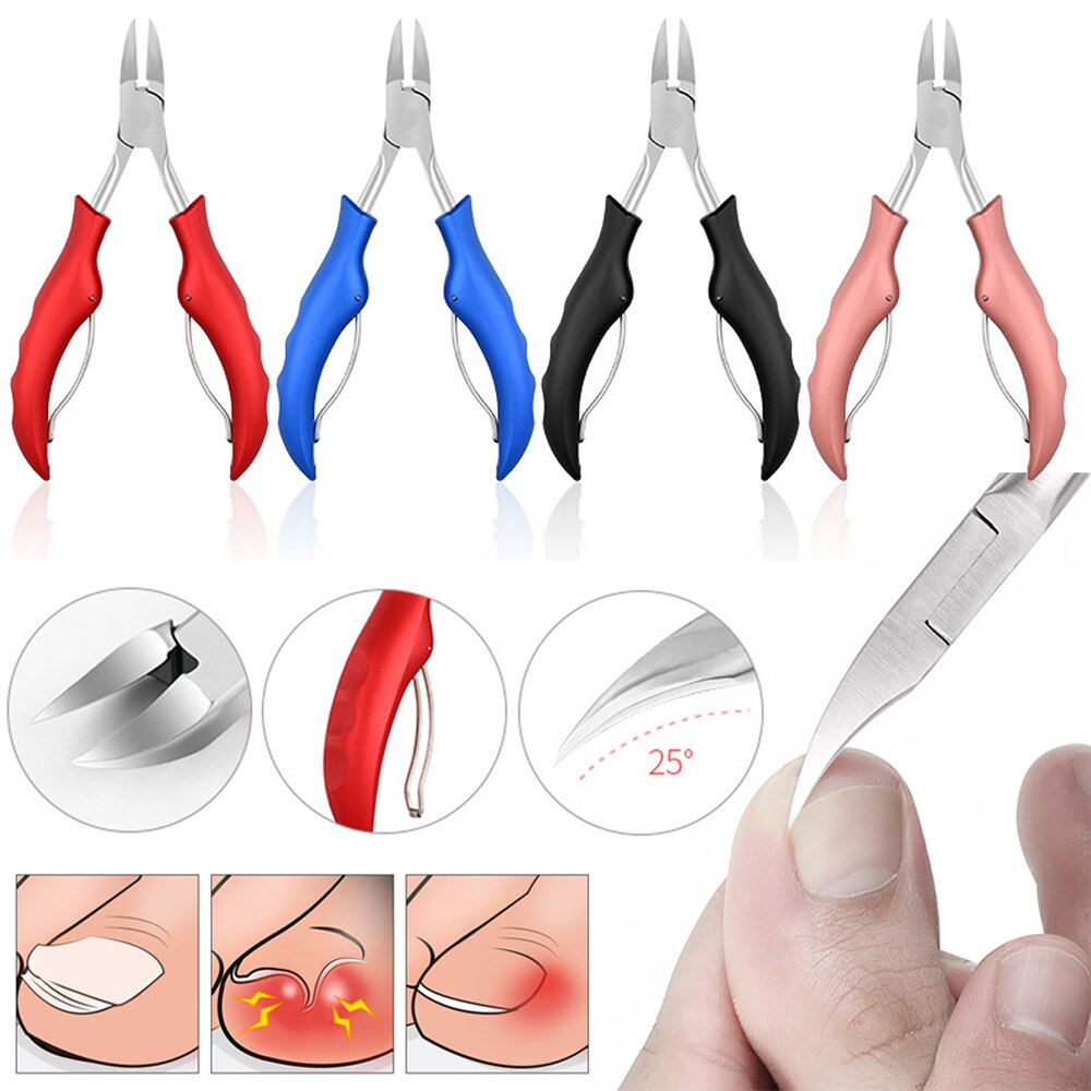 Pinzas para corrección de uñas, tijeras para cutículas, eliminador de suciedad de piel muerta para uñas encarnadas, cortauñas de acero inoxidable para paroniquia