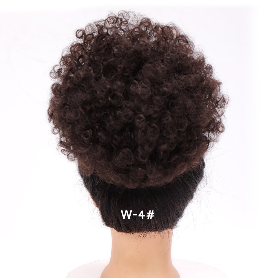 WTB Afro Puff Ponytail Elastic Drawstring Chignon Hairpieces for Women Short Kinky Curly Synthetic Updo Clip in Hair Extensions: 1B/27HL