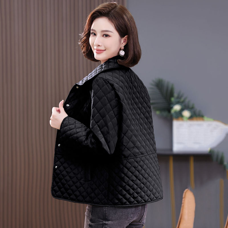 Diamanten Geruite Katoenen Jas 6xl Dames Lente Herfst High-End Casual Licht Dunne Kleine Katoenen Jas Dames Vrijetijdskleding: XXL / Beige