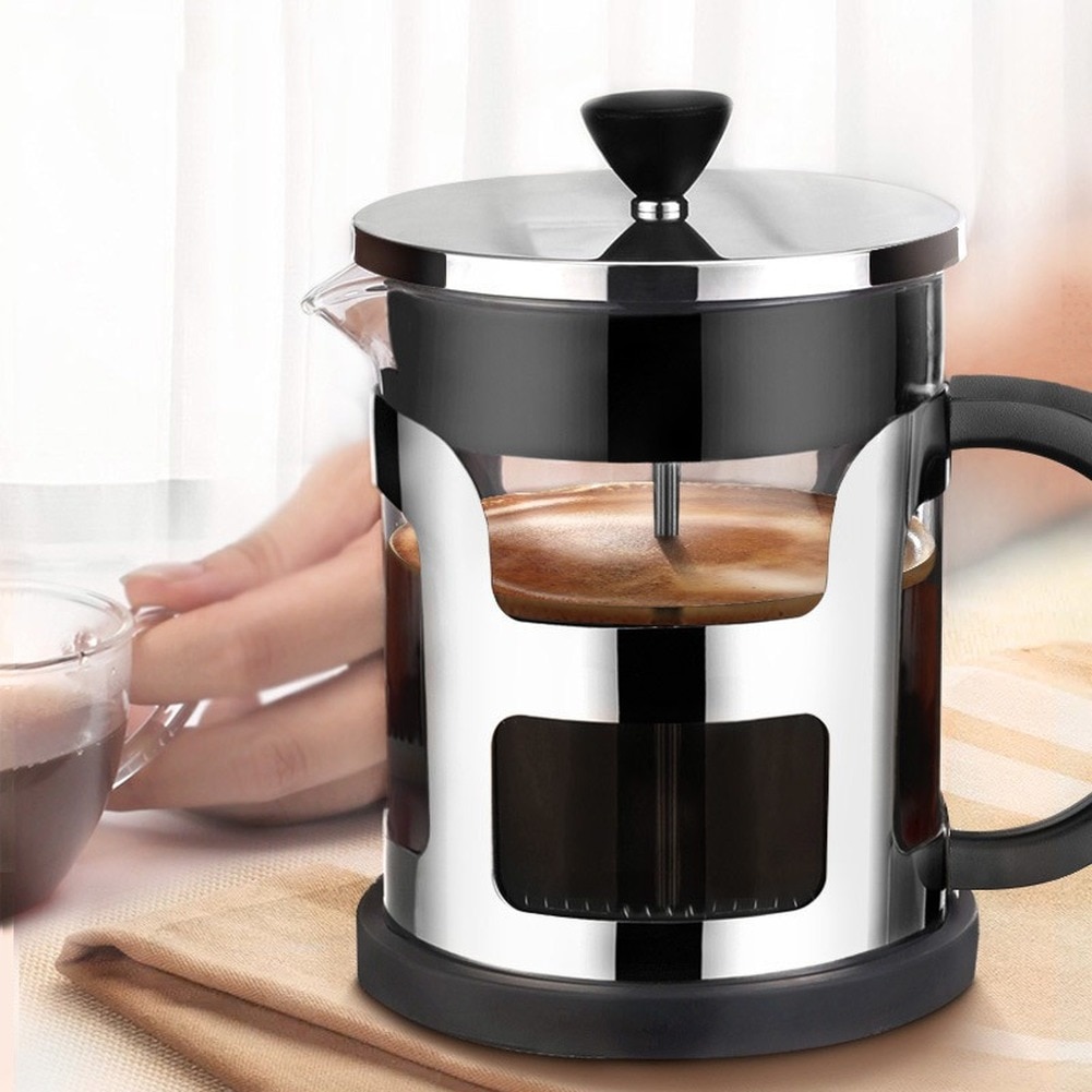 1000/600ml fransk press kaffekanna av rostfritt stål glas tekanna med te sil filter vattenkokare tekannor kaffemaskin