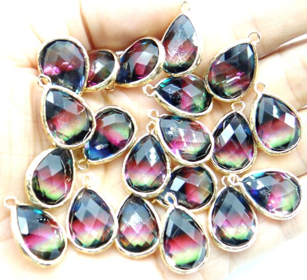 15*20mm Natürliche stein kristall quarz glas stein mix charm Teardrop anhänger für DIY Schmuck Machen Halskette Zubehör 10 stücke: NO.3