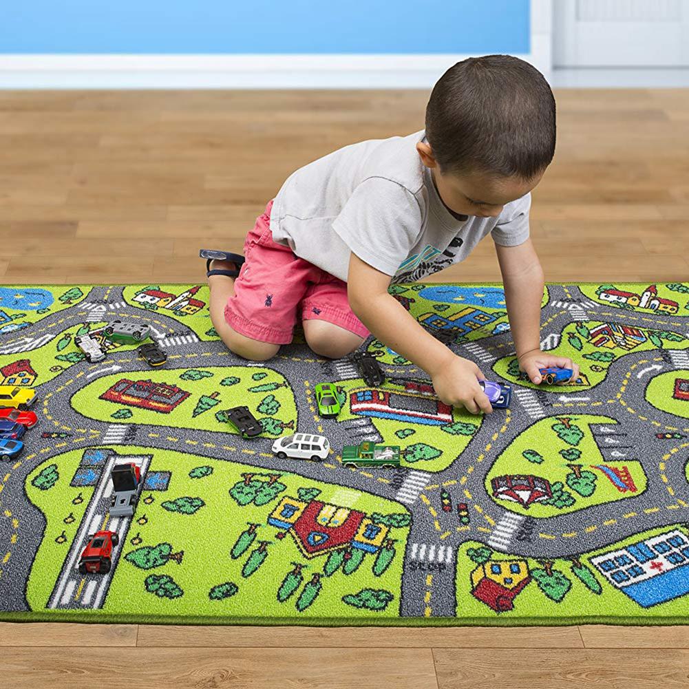 Children's Educational Carpet Traffic Urban Road LED Baby Play Mat Crawling Pad Kids Rug Infant Non-slip Developing Mats Blanket