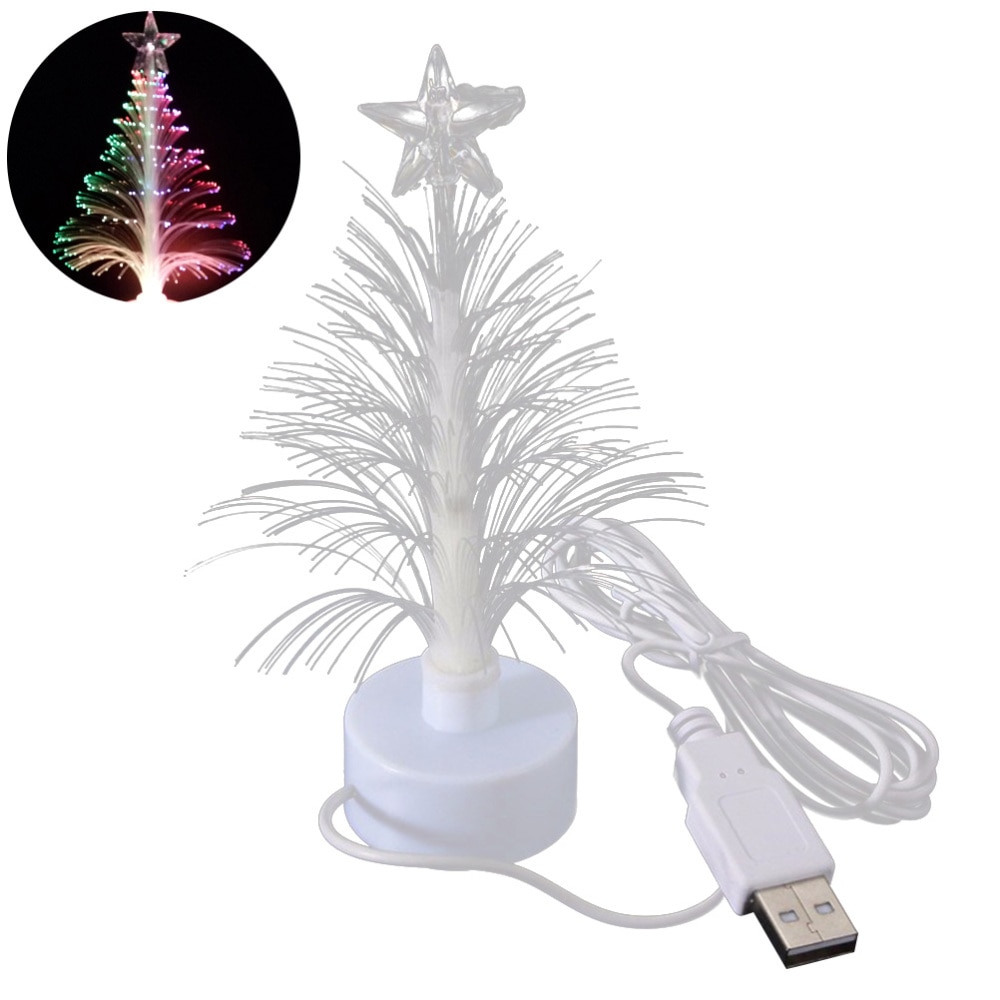 1 Pc Mini Kerstboom Usb Aansluiting Led Fiber Optische Lamp Night Light Voor Slaapkamer Thuis