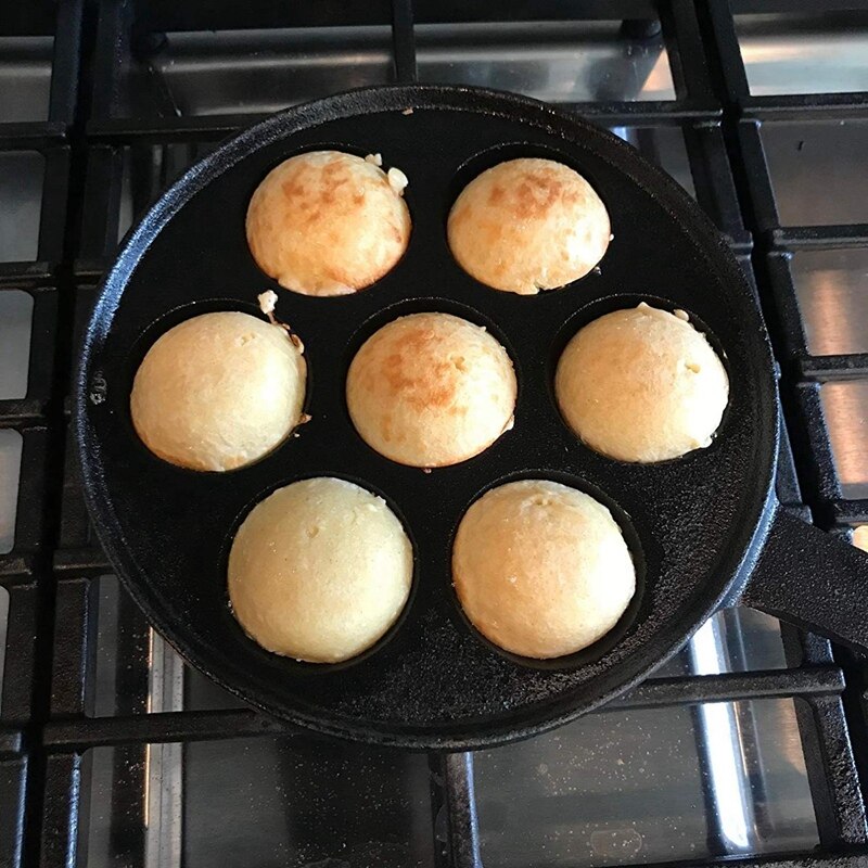 Nonstick Stuffed Pancake Pan,House Cast Iron Griddle for Various Spherical Food,2"Diameter Molds