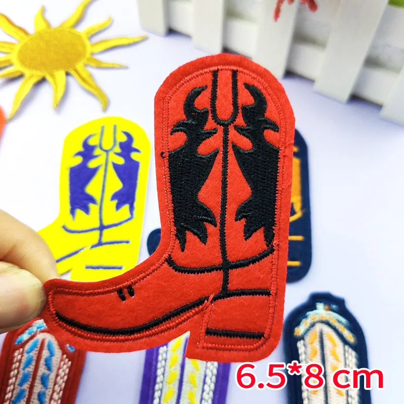 Boot Strijken Patch Embleem Kleding Jas Hoed Accessoires Badge Sticker Geborduurde Zon Cowboy Borduren Opstrijkpatches: Laser Bright