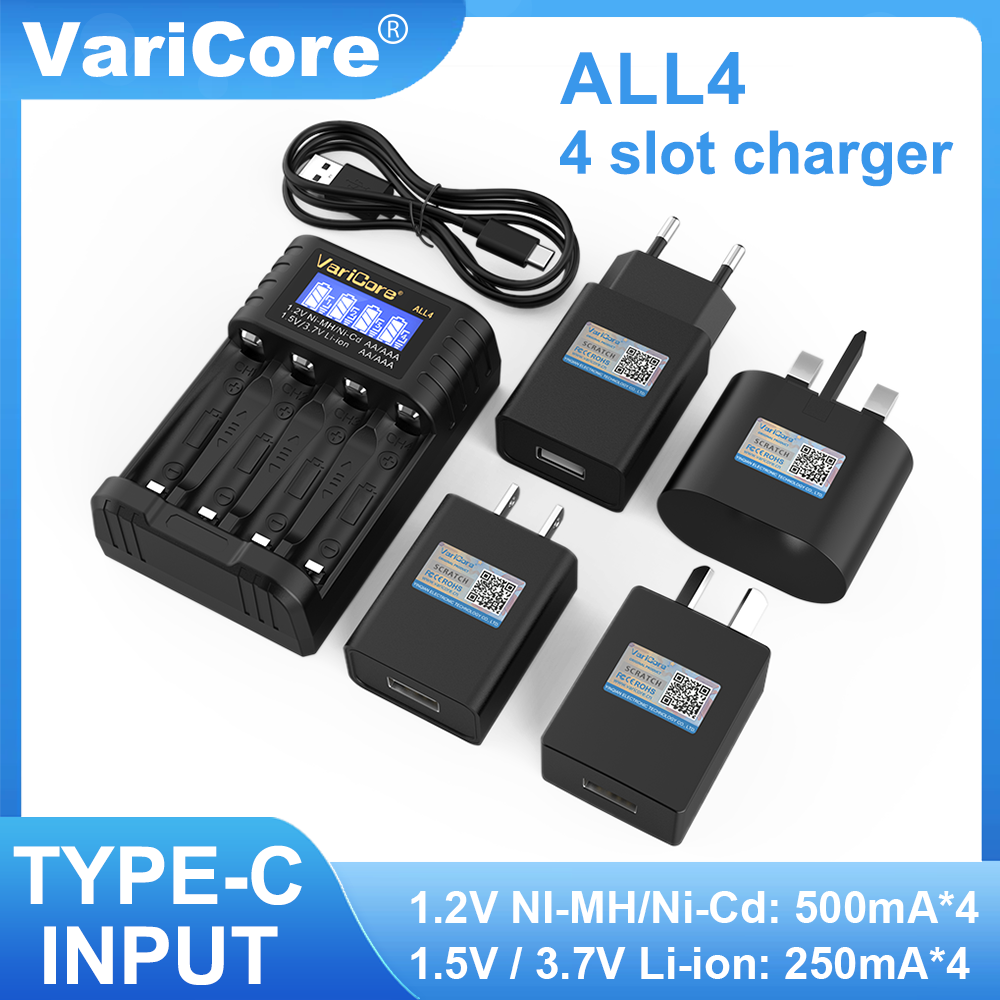 LiitoKala LII-CH4 4-slot Battery Charger for 3.7V 18650 21700 26650 18500 1.2V AA AAA NiMH 1.5V Lithium-ion battery