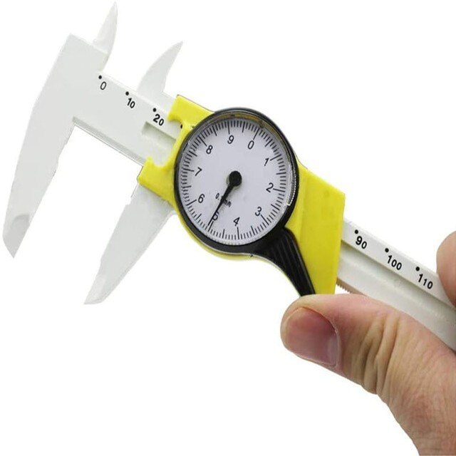 0-150mm Dial Vernier Caliper Plastic Measuring Gauge Internal External Step Depth Measurement Micrometer Gauging Hand Tool: Yellow Imperial
