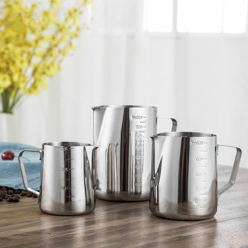 350L/600L/1000L Stainless Steel Frothing Jug Coffee Cappuccino Milk Pot Espresso Cups Latte Art Milk Frother Frothing with Scale