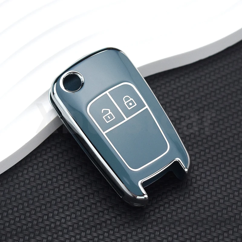 Funda de TPU para llave de coche, carcasa Fob para Chevrolet Aveo Prism Spark Trax Cruze, Opel Insignia Astra J Zafira Corsa D Mokka Meriva: Gris